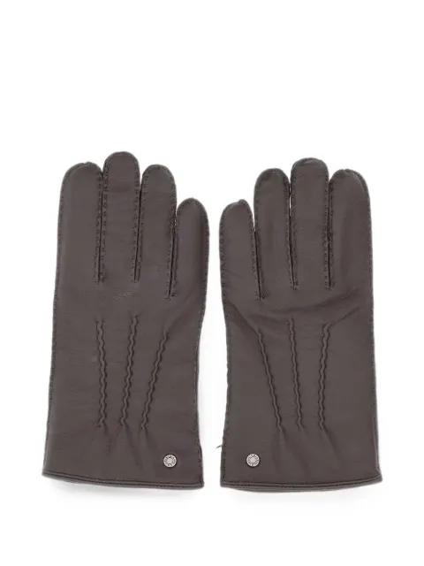 GIANNI CHIARINI topstitched leather gloves Brown GN11125NATMORO