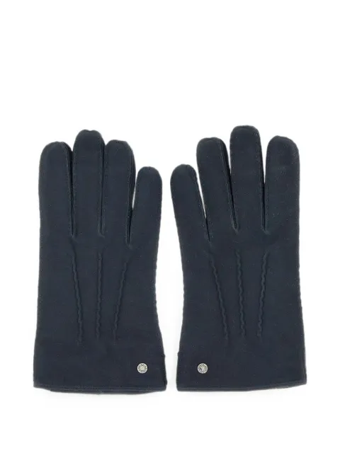 GIANNI CHIARINI suede top-stitch gloves Blue GN11126CMNOTTURNO