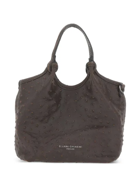 GIANNI CHIARINI Dua ostrich-effect leather tote bag Brown BS12668