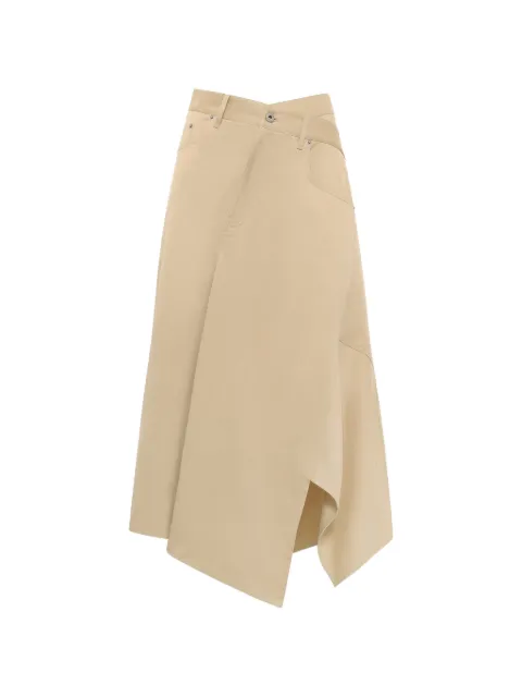 LOEWE asymmetric-hem logo-patch midi skirt Neutrals S359Y08XBZ