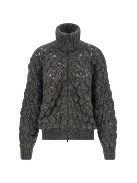 Brunello Cucinelli Dazzling Waves sequin-embellished cardigan Grey MNT347516