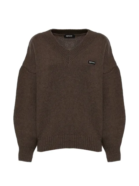 ROTATE BIRGER CHRISTENSEN logo-patch V-neck sweater Brown 115141