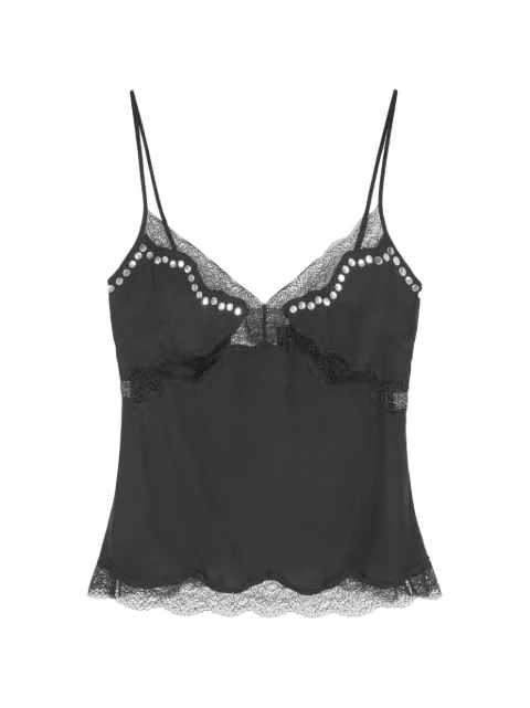 16Arlington Clio lace-trim stud-embellished blouse Black T444SS2601