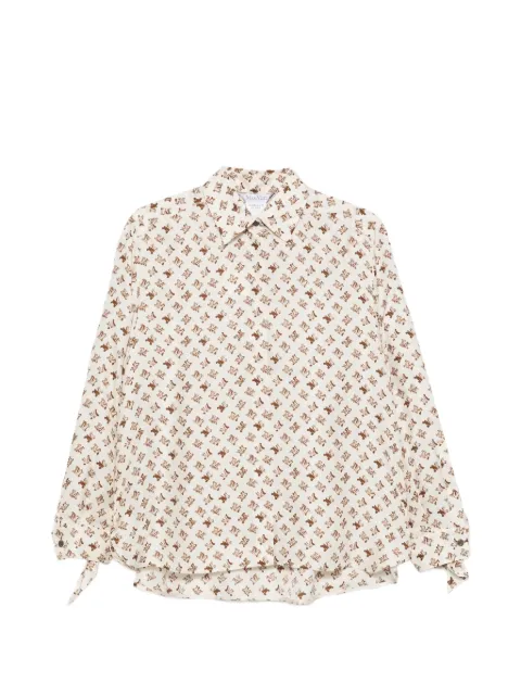 Max Mara logo-print tie-cuff shirt White 2621116082600