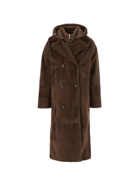 Moorer hooded double-breasted coat Brown MODCA100252