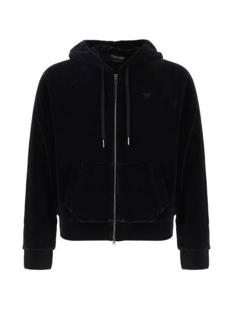 TOM FORD zip-up long-sleeve hoodie Black FLJ072JEX154