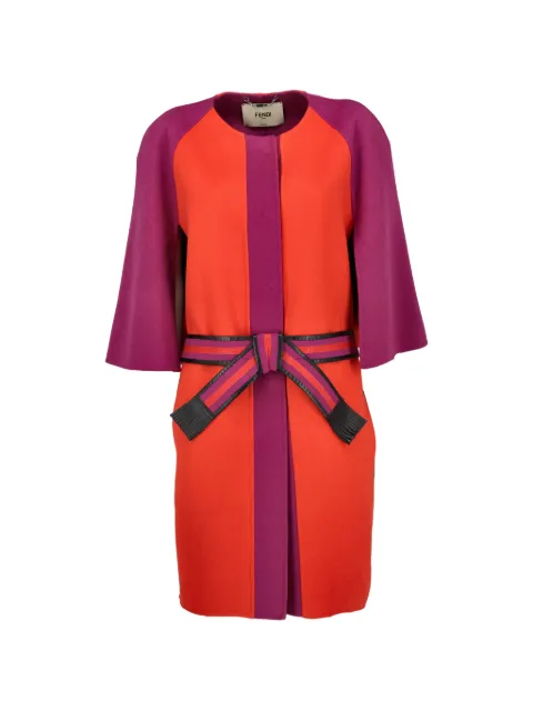 Fendi Pre-Owned belted cape-sleeve coat Orange W2752641