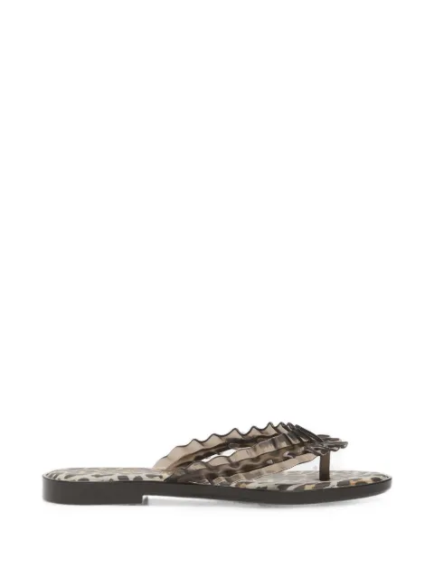 Melissa ruffled leopard-print flip flops Neutrals M38156BX380