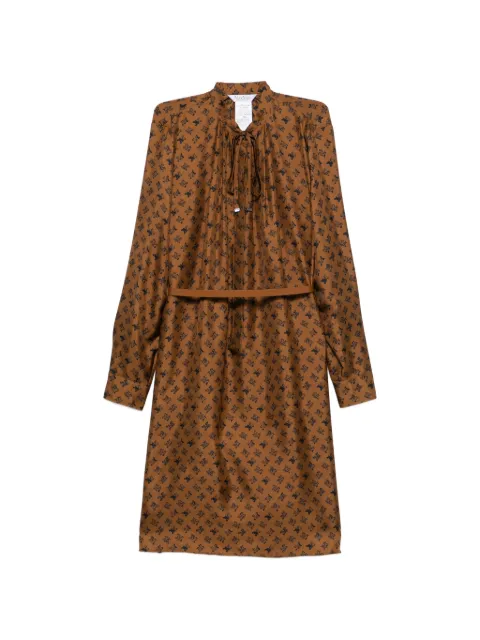 Max Mara logo-print belted midi dress Brown 2621226062600
