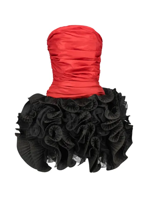 Vintage ruched ruffled mini dress Black W2752616