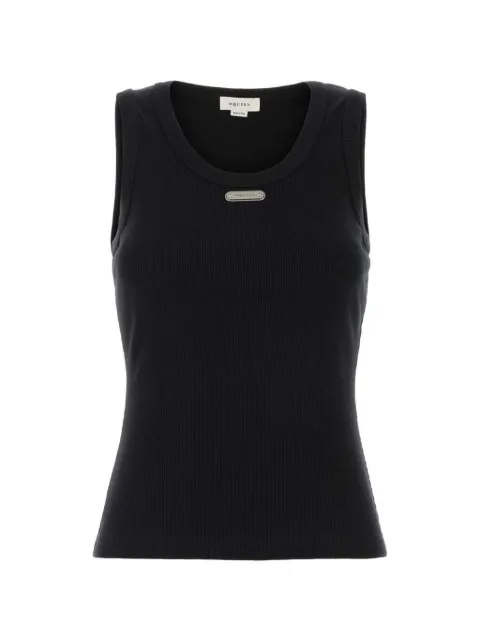 Alexander McQueen logo-plaque ribbed tank top Black A00067QLAER