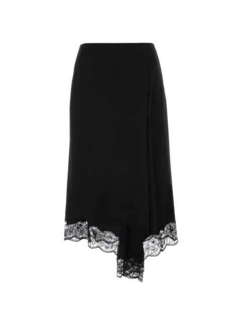 Alexander McQueen lace-trim asymmetric midi skirt Black A000DCQEAAL