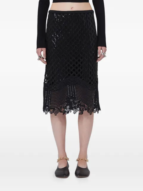 Max Mara sequin-embellished open-knit skirt Black 2612631032600