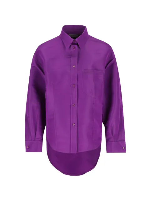 Balenciaga logo-embroidered silk shirt Purple 872318TUP195210