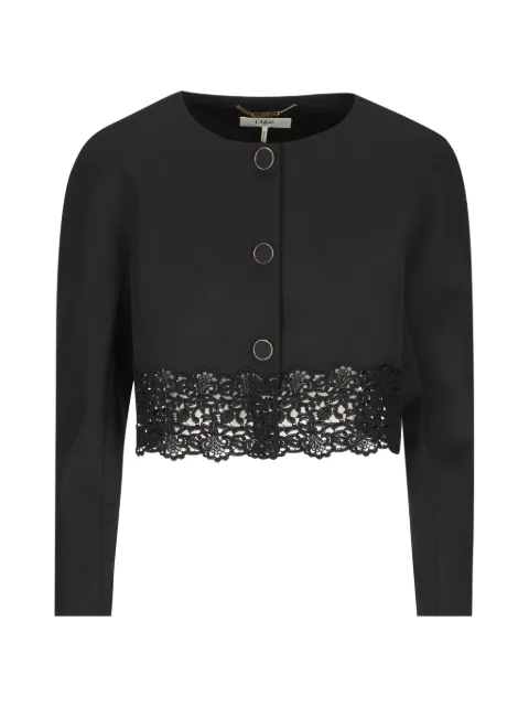 Chloé lace-trim cropped cardigan Black CH26AVE24067001