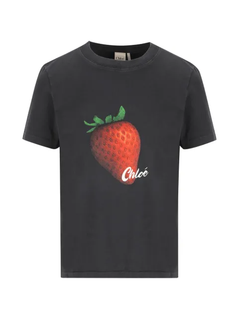Chloé strawberry-print cotton T-shirt Grey CH26AJH08289