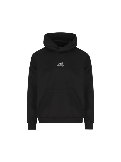 Balenciaga logo-print kangaroo-pocket hoodie Black 871956TUVQ5