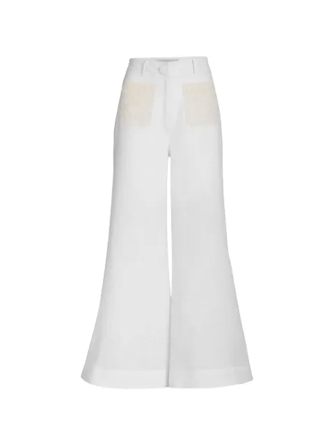 Silvia Tcherassi Maura lace-panel flared trousers White ST26134