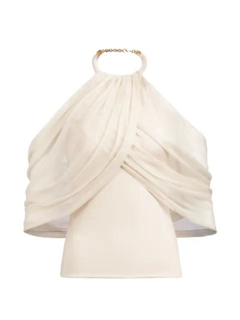 Silvia Tcherassi Clio halterneck draped blouse Neutrals ST26133