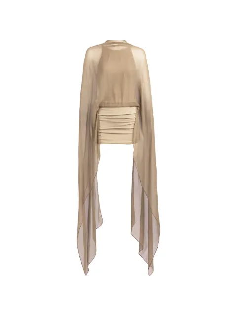 Silvia Tcherassi Kedar cape-overlay ruched mini dress Neutrals ST26130