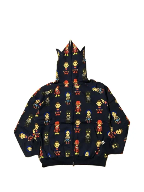 A BATHING APE® x DC Comics graphic-print zip-up hoodie Blue BAPE036