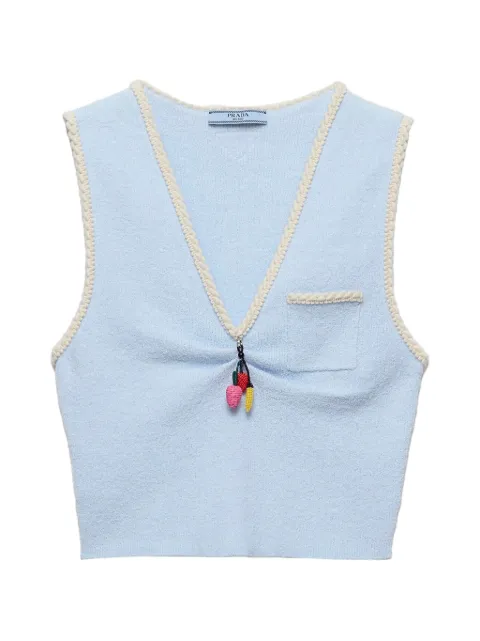 Prada cotton bouclé crop top Blue P29C26SOOO195X