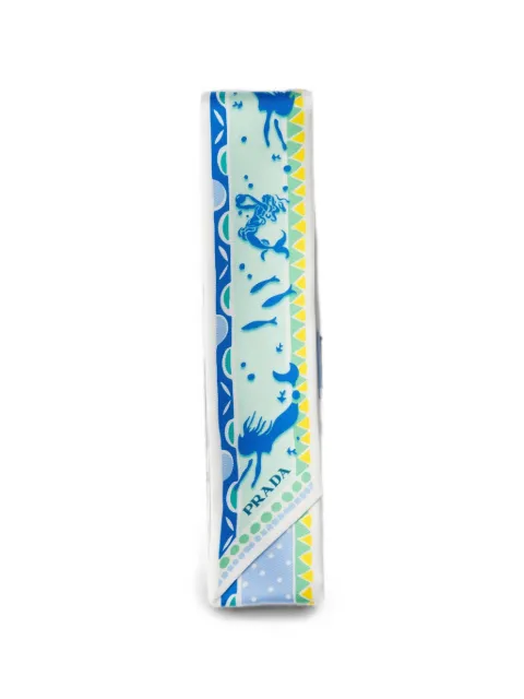Prada printed silk twill skinny scarf Blue 1FF0082HGA
