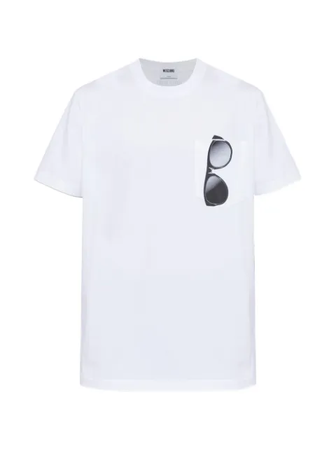 Moschino sunglasses-print chest-pocket T-shirt White J07265241