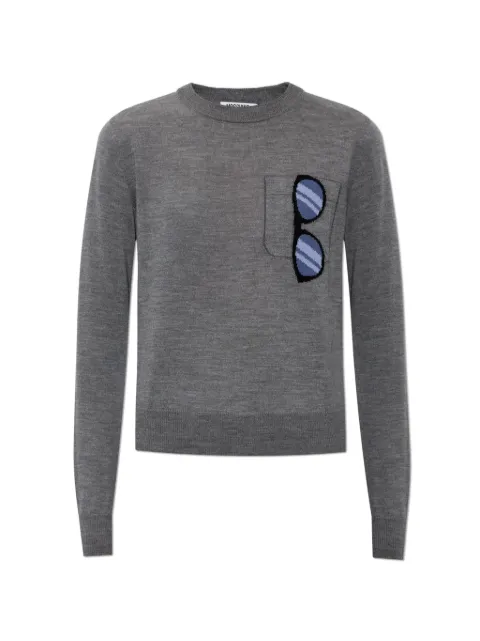 Moschino sunglasses-intarsia pocket-detail sweater Grey A09245500