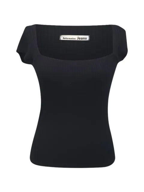 Reformation ribbed-knit blouse Black RFCPUGBCL749470W
