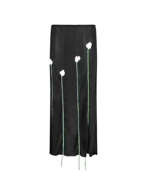 Moschino floral-appliqué longline maxi skirt Black 01204461555