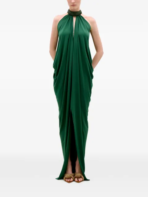 Silvia Tcherassi Niagara draped halterneck maxi dress Green ST261375