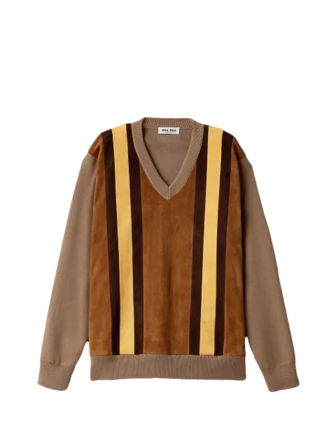 Miu Miu wool and suede sweater Brown MML07DSOOO191C