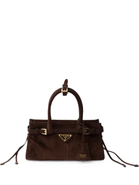 Prada Bonnie suede mini handbag Brown 1BA486VOOM2C4S