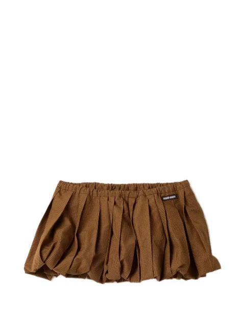 Miu Miu pleated gingham check miniskirt Brown MG2723SOOO19OS