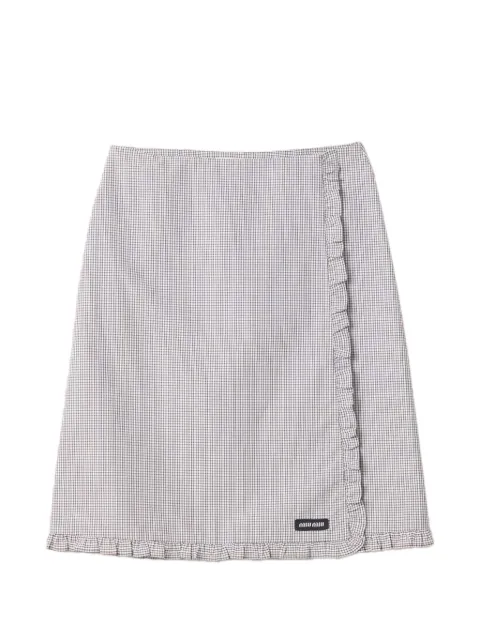 Miu Miu ruched check skirt White MG2688SOOO196L