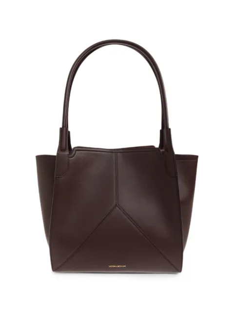 Victoria Beckham Vitoria leather logo-print tote bag Brown B325AAC006915A0
