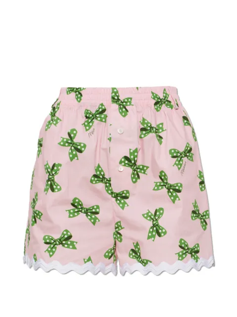 Moschino bow-print scalloped-trim shorts Pink J03115555