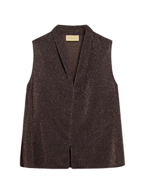 MOMONÌ Kiri Bis lurex-knit pleated tank top Brown 266MMOTO00926656MO