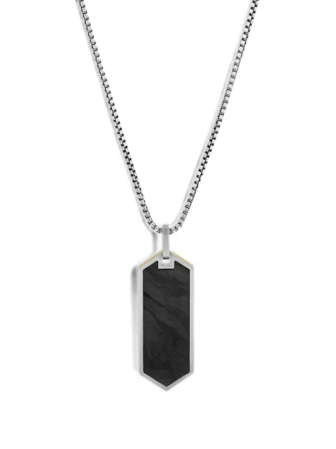 Tateossian geometric-pendant box-chain necklace Silver TANKTITLAM0007
