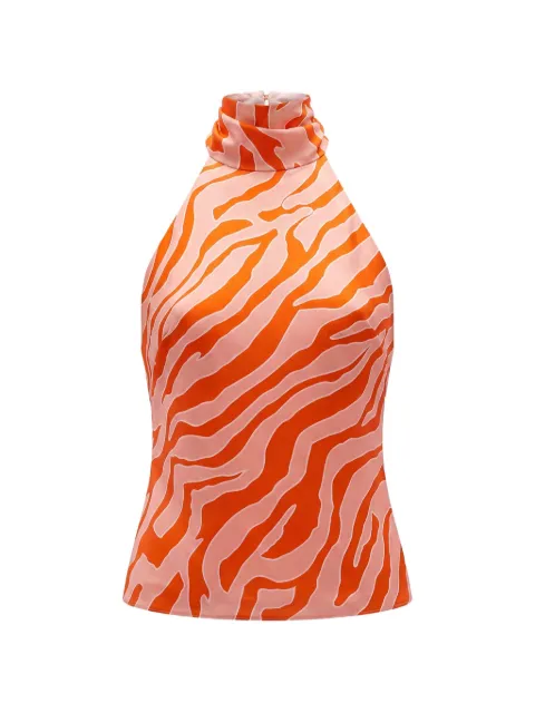 Toccin Izzie zebra-print halterneck blouse Orange TU6520T144