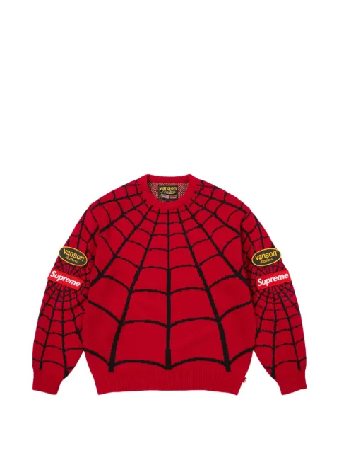Supreme x Vanson Leathers x Marvel Spider-Man-print sweater Red SU27753