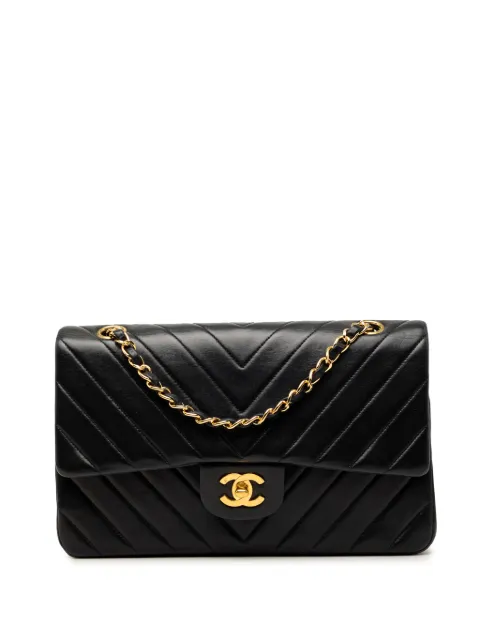 CHANEL Pre-Owned 1991-1994 Medium Classic Chevron Lambskin Double Flap shoulder bag Black YPAWLS5BGF76LK2A