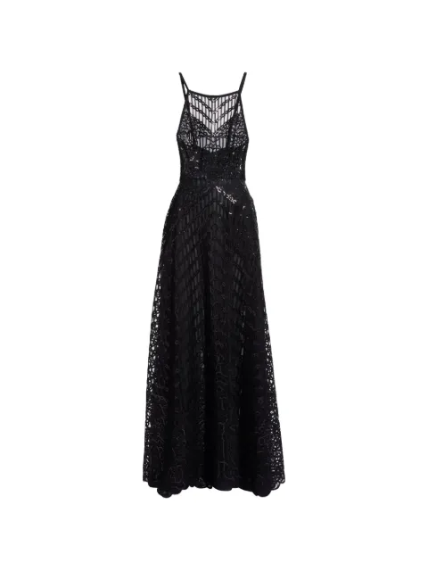 Elie Saab sequin-embroidered lace-overlay maxi dress Black D1177NS26YA063