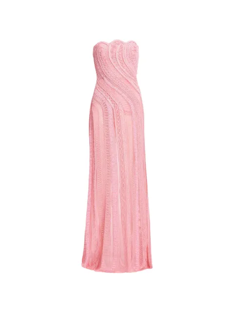Elie Saab bead-embroidered strapless maxi dress Pink D1236NS26BE075