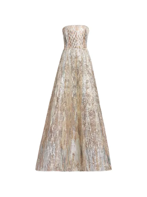 Elie Saab sequin-embellished strapless maxi dress Gold D1179NS26YA064