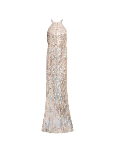 Elie Saab sequin-embellished halter-neck maxi dress Gold D1181NS26YA064