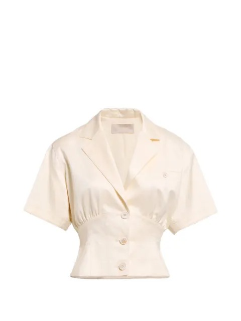 Elie Saab short-sleeve gathered-waist jacket Neutrals J0232NS26SAP01