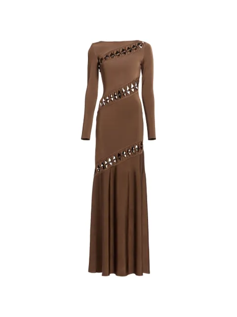 Elie Saab cut-out long-sleeve dress Brown D1146NS26VI001