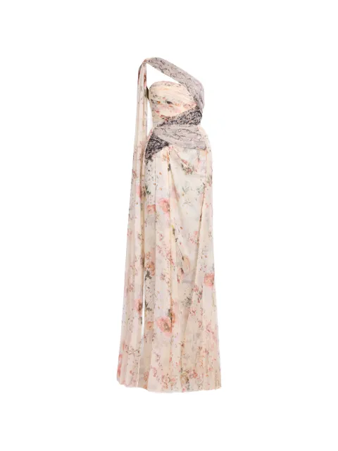 Elie Saab floral-print one-shoulder maxi dress Neutrals D1220PS26CH010